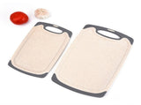 Beige 3-Piece Wheat Straw Cutting Board Set Non-slip, Groove Design, Plastic Chopping Board for V888-ELOSUNG17731