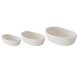 3 Pcs Desktop Storage Basket Oval Organizer Container Cotton Rope Hand Woven for Makeup Snacks White V1294-YM0626-3117220295311