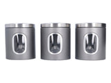 3Pcs Storage Jar Stainless Steel Food Tea Nut Container with Window Durable and Large Capacity for V1294-YM0714-3117210172411