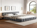 Artiss Queen Size Bed Frame Plush Soft Headboard Velvet Platform Base for Modern Bedrooms Grey BFRAME-F-HAVEN-Q-GY-AB
