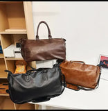 Brown Solid Color Unisex Large Capacity Fitness Bag - Leather Sports Bag, Crossbody Travel Bag, Gym V888-ELOSUNG13126