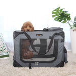 FEANDREA Dog Kennel Transport Box Folding Fabric Pet Carrier 60cm Grey V227-3309641000580