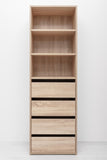 GENEVA THREE SHELF/FOUR DRAWER BUILT IN WARDROBE - FLUTED - NATURAL OAK V164-ECW2SFB