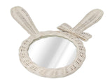 Decorative Mirror White Rabbit Shaped Retro HD Rattan Mirror for Bathroom Bedroom V1294-YM0703-3115230038711