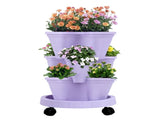 Purple 3-Tier Stackable Strawberry & Vegetable Planter with Mobile Wheel Tray - Space-Saving V888-ELOSUNG42023