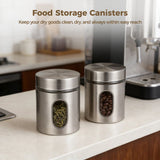 3PCS Stainless Steel 20oz Food Storage Jars with Clear Glass Window, Airtight Coffee Tea V1369-AZ3-W-08797