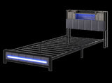 Levede Single Bed Frame with Storage Headboard RGB LED BF1067-S