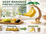 Banana Hanger Stand, Wooden Construction, Suspended Design, for Home Kitchen Countertop Display Keep V1366-AZ2-W-15491