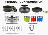 Orange Camping Cookware Set for 23 People Portable Outdoor Cooking Pot, Frying Pan & 1.1L Kettle V888-ELOSUNG54633
