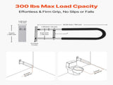 Toilet Safety Rail, 76.5 cm U-Shaped Handicap Bar, Foldable Senior Safety Pole, Flip Up Toilet V952-CSFSWZTKFZ305ODGSV0