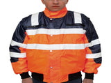3-in-1 Hi Vis Quilted Safety Bomber Jacket Waterproof Reflective Workwear - Orange/Navy - XXL V563-WB-HIVISJKT-ORG-XXL