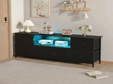 140cm Black LED TV Cabinet Entertainment Unit with Power Outlets V178-59320