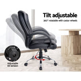 Artiss Executive Office Chair Leather Tilt Black OCHAIR-G-9127-BK