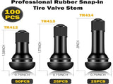 100 pieces of TR412 TR413 TR414 tire valve stem rubber snap in valve, tubeless valve stem suitable V1366-AZ2-W-14432