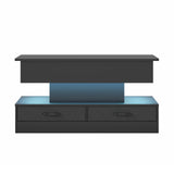 LED Lift Top Coffee Table in Black with 2-Tier Design and Drawers for Living Room V178-59307