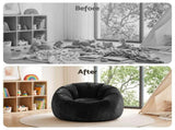 Artiss Bean Bag Chair Cover Soft Faux Fur Beanbag Cover Large Round Stuffed Animal BD-COVER-ROUND-BK