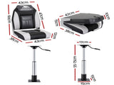 Seamanship 2X Folding Boat Seats with 2X Adjustable Pedestals 5575cm Marine Seat Swivel High Back BS-86522-BK-5575X2