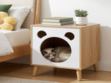 Artiss Cat Nest Bedside Table Solid Wood FUR-S-BS-PET01-WD