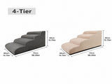 Orthopedic Foam Pet Stairs with Washable Cover Safe 2, 3, & 4 Tier Dog Ramp for Bed & Couch V1341-ZY-UK8L3UKJ-BEIGE-4TIER