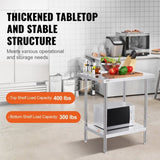 Stainless Steel Prep Table, 24 x 30 x 34 Inch, Heavy Duty Metal Worktable with 3 Adjustable Height V952-CFBXGGZTLCWJX36QKV0