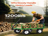 1200 Lbs Steel Garden Cart, Heavy Duty Pullable Garden Yard Cart, 2 in 1 Outdoor Metal Utility V952-ZXHYTCLS1200CPJJEV0