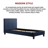 Single PU Leather Bed Frame Blue V63-761185