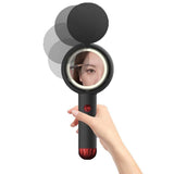 Mini Handheld Fan with LED Light Makeup Mirror Rechargeable Portable Fan Black V1263-JX-7309-1