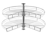 28" Kidney Shaped Chrome Corner Organizer, 360&deg Rotatble Kitchen Base Cabinet Blind Corner, 2 Tier V952-QKXBMJSNLDGGTNJRVV0