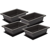 Black Plastic Planter Pots with Drainage Saucers, Garden Flowerpots Set for Indoor and Outdoor Home V1366-AZ2-W-13489
