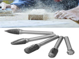 5Pcs/Set Tungsten Steel Grinding Burr Rotary Grinders 6MM Shank Head Rotary Cutter V1294-YM0901-3111200215711