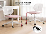 Artiss Ergonomic Office Chair Armless Study Chair Height Adjustable for Girls Boys Teens Pink OCHAIR-M-1006-PK