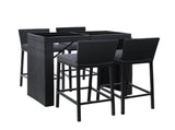Gardeon 5-Piece Outdoor Bar Set Dining Table Stools Wicker Patio Setting FF-BARSET-BACK-BK-5AB