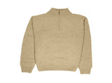100% SHETLAND RAGG WOOL Half Zip Up Knit JUMPER Pullover Mens Sweater Knitted - Oat Marle - M V563-SW-HZ-OATMARLE03-M