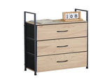 CARLA HOME 3 Drawer Tallboy Large Storage Cabinet - Brown - Rustic - Steel - Chest Drawers Tallboy V178-36453