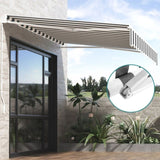 Instahut Retractable Folding Arm Awning Motorised Sunshade 3Mx2.5M Grey White AWN-B-ARM-REMOTE-30X25-GRWH