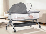 Bopeep Baby Cot Bed Crib Newborn Co-Sleeper Bassinet Safety Adjustable Bedside KD1192-GY-AU
