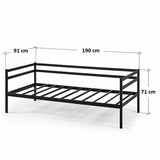 Single Daybed Metal Frame Sofa Premium Black Day Bed Steel Support V63-931491