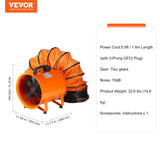 Portable Ventilator, 254mm/10inch Heavy Duty Cylinder Fan with 10m Duct Hose, 300W Strong Shop V952-SSG230W1010IN06RWV3