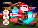 Jingle Jollys Christmas Inflatable Santa Motorbike LED Illuminated Decorations XMAS-INF-SANTA-MOTOR-6FT
