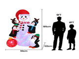 Jingle Jollys Christmas Inflatable Snowman 1.8M Height LED Outdoor Decorations Illuminated XMAS-INF-SNOWMAN-6FT-MC