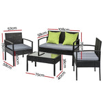 Gardeon Outdoor Sofa Set Wicker Lounge Setting Table and Chairs Storage Cover FF-SAIPAN-BK-COVER