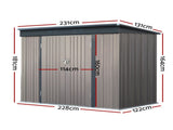 Giantz Garden Shed 2.31x1.31M Sheds Outdoor Storage Tool Metal Workshop Shelter Double Door SHED-FLAT-4X8-BR-ABC