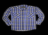 Mens 100% Cotton Flannelette Shirt Long Sleeve Check Authentic Flannel - Denim - 7XL V563-FS-FP22-45-7XL