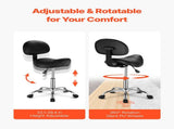 Saddle Rolling Stool, PU Leather Rolling Stool with Backrest, 360&deg Swivel Drafting Stool with V952-MADHSJSMADYKGSSYWV0