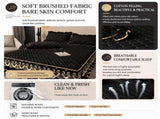 Blue and Gold European Soft Brushed Quilted Bed Skirt 2 Pillowcases Set - Breathable Padded 180 x V888-ELOSUNG55055