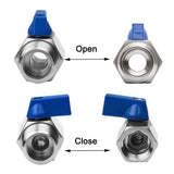 304 Stainless Steel Mini Ball Valve Double Female Thread Ball Valve Burr-Free for Non-corrosive V1370-AZ4-20304