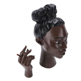 Head Scents Holder Funny Elegant Black Women Head Shaped Resin Home Office Desk Decor for Incense V1294-YM0901-3115260006812