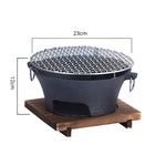 SOGA Medium Cast Iron Round Stove Charcoal Table Net Grill Japanese Style BBQ Picnic Camping with ZPAI056MED