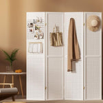 Artiss 4 Panel Room Divider Screen 164x170cm Pegboard White RD-HLW01-4P-WH