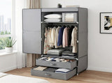Artiss Large Portable Clothes Closet Wardrobe with Magnetic Door Grey DIY-WR01-160-GY